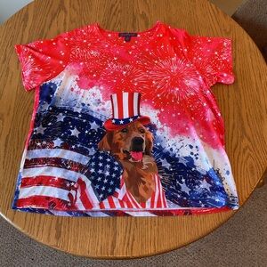 Women’s Gloria Vanderbilt Patriotic T-Shirt, Size XXL.